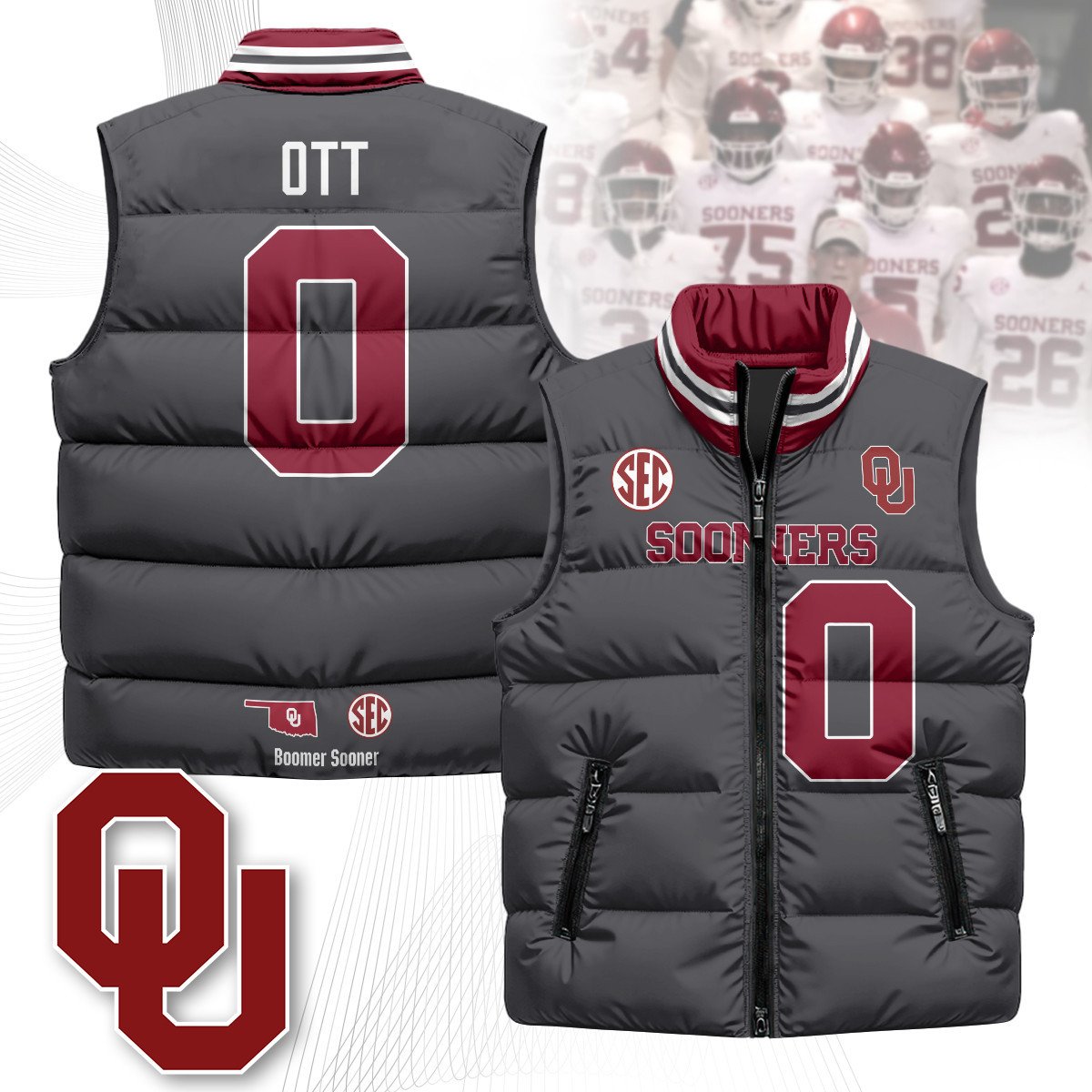 Oklahoma Sooners Unisex Puffer Vest