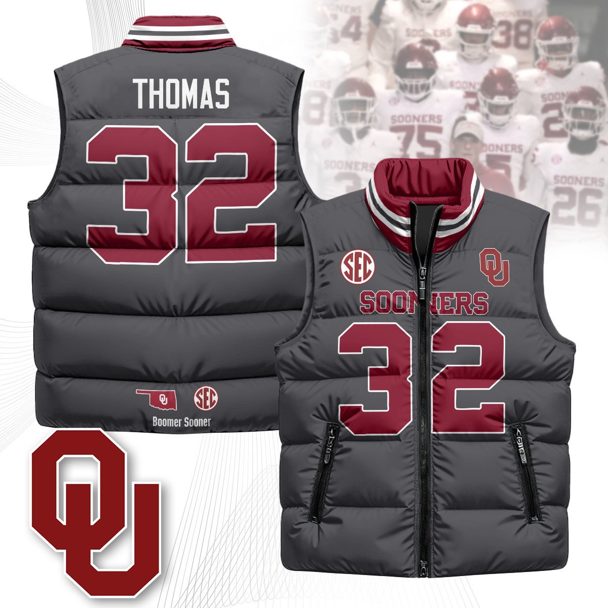 Oklahoma Sooners Unisex Puffer Vest