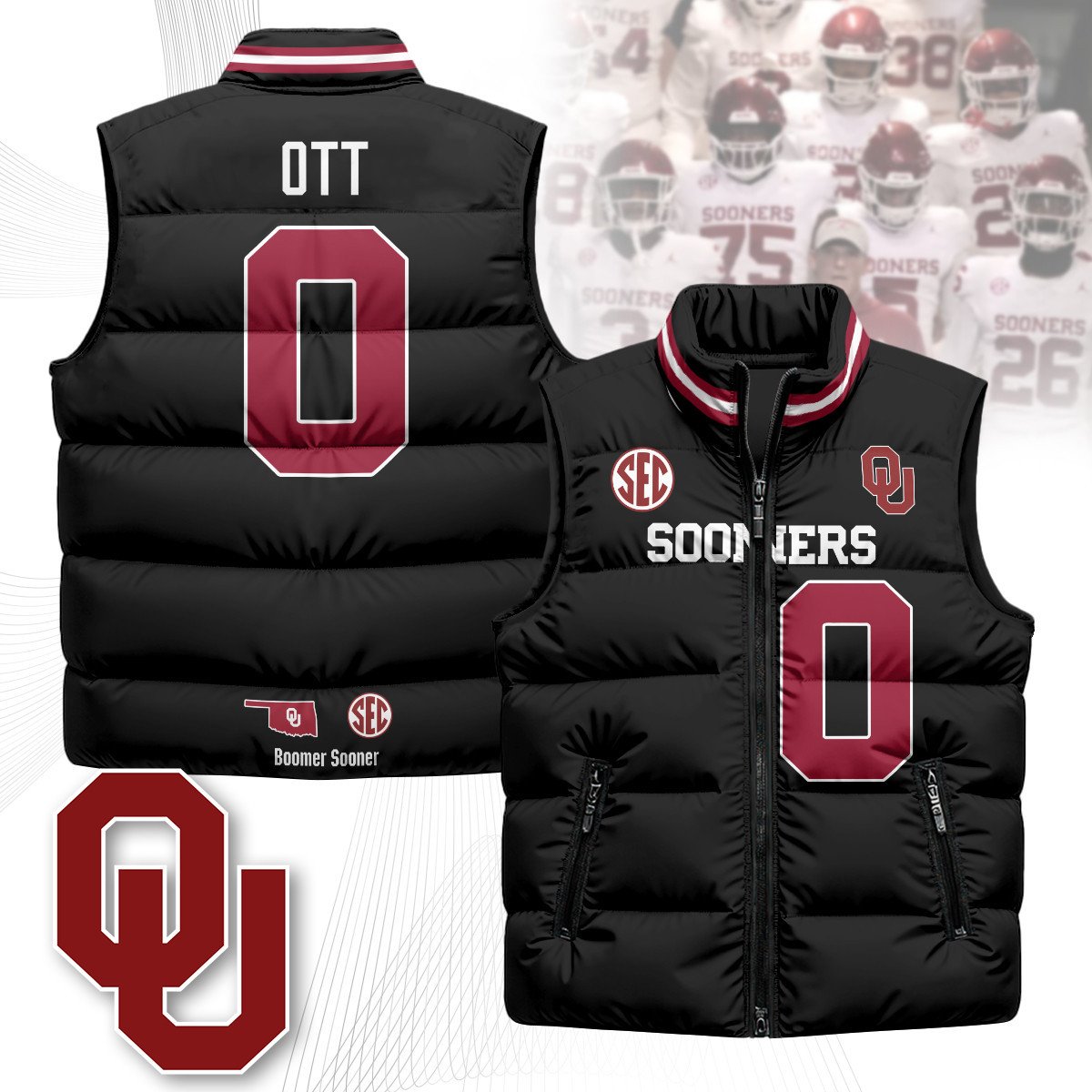 OU Unisex Puffer Vest