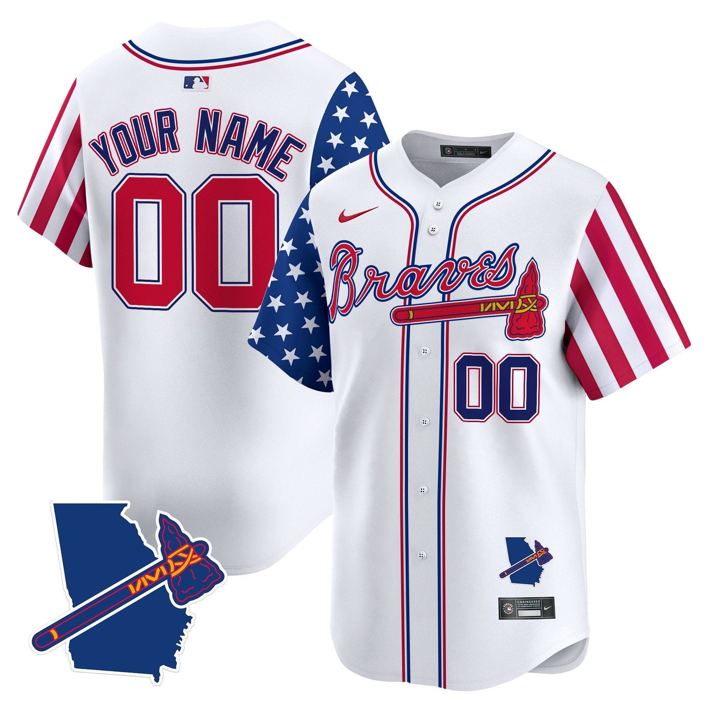 Atlanta Braves 2025 Independence Day Vapor Premier Limited Custom Jersey V2 - All Stitched