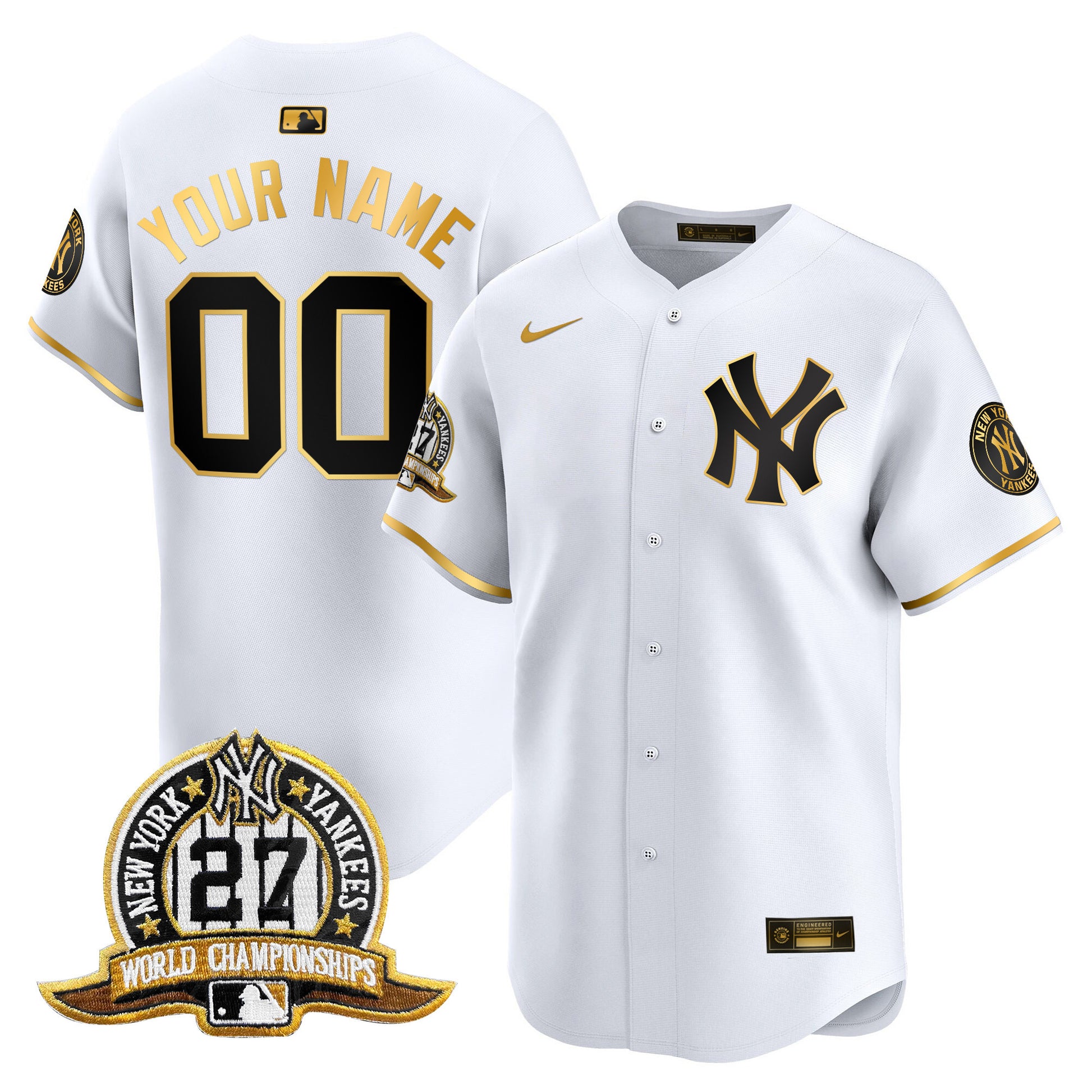 New York Yankees 27 Time Champions Patch Vapor Premier Limited Custom Jersey - All Stitched