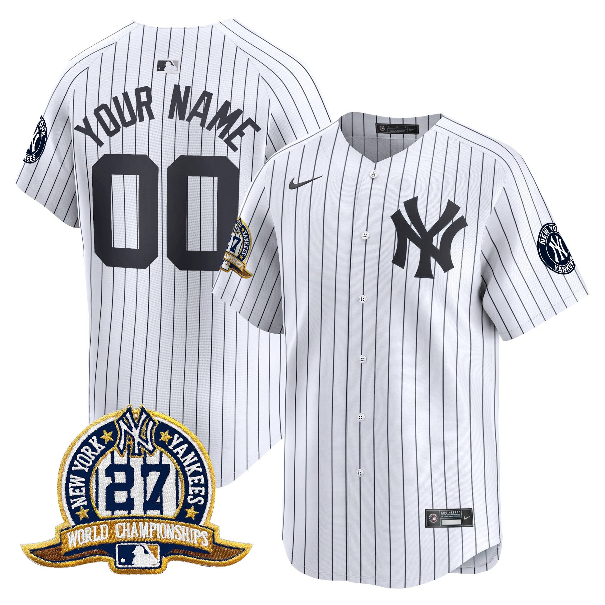 New York Yankees 27 Time Champions Patch Vapor Premier Limited Custom Jersey - All Stitched