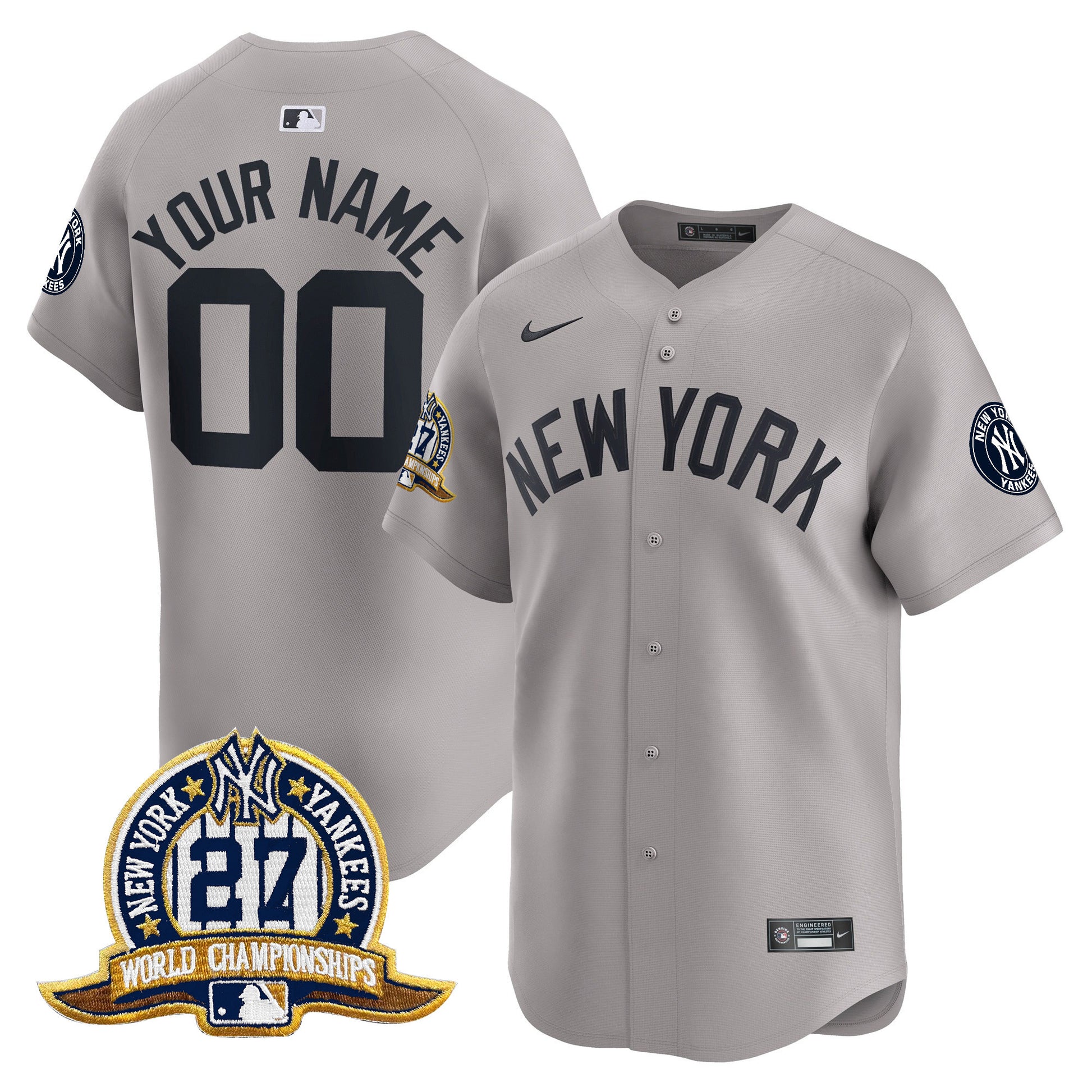 New York Yankees 27 Time Champions Patch Vapor Premier Limited Custom Jersey - All Stitched
