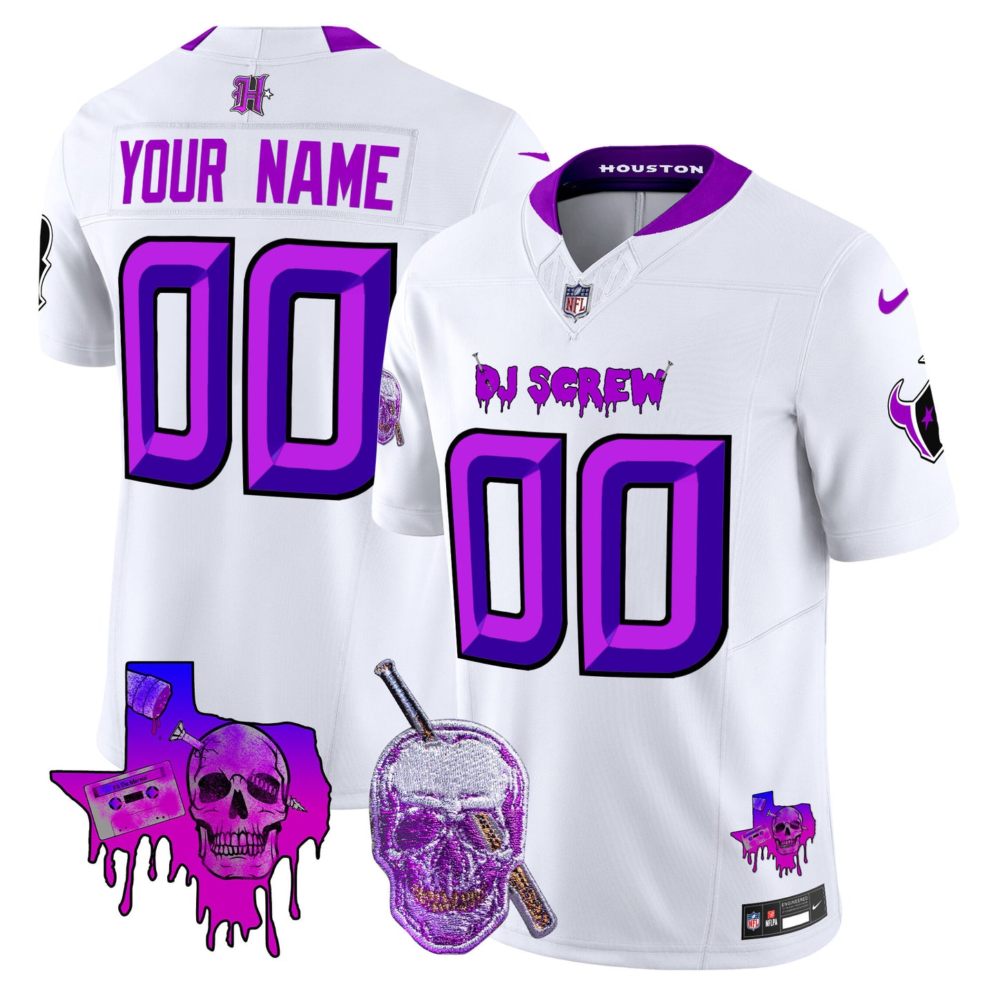 Houston Texans DJ Screw Vapor Limited Custom Jersey - All Stitched