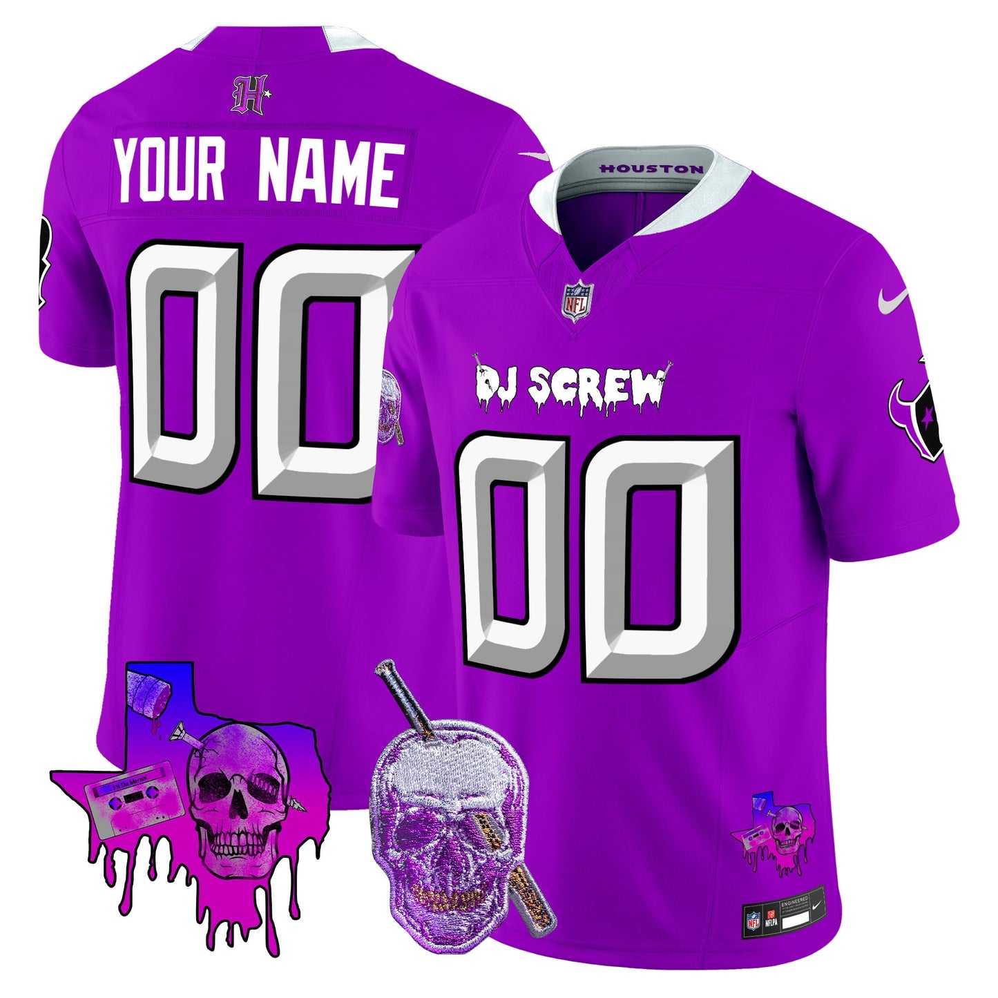 Houston Texans DJ Screw Vapor Limited Custom Jersey - All Stitched