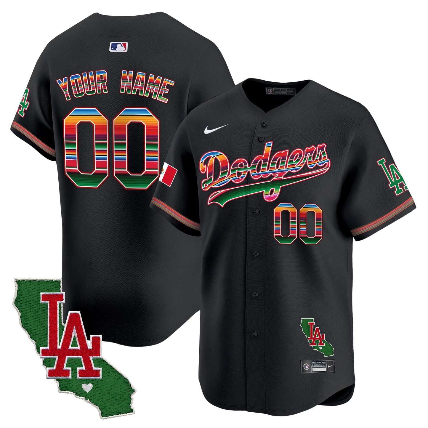 Dodgers Mexico California Patch Vapor Premier Limited Custom Jersey - All Stitched