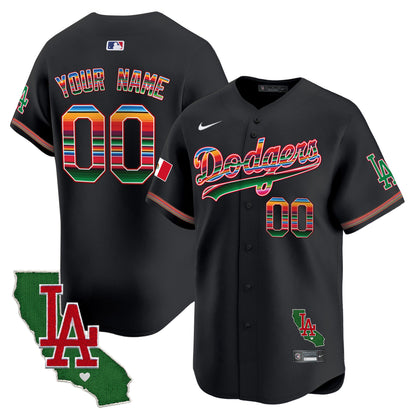 Dodgers Mexico California Patch Vapor Premier Limited Custom Jersey - All Stitched