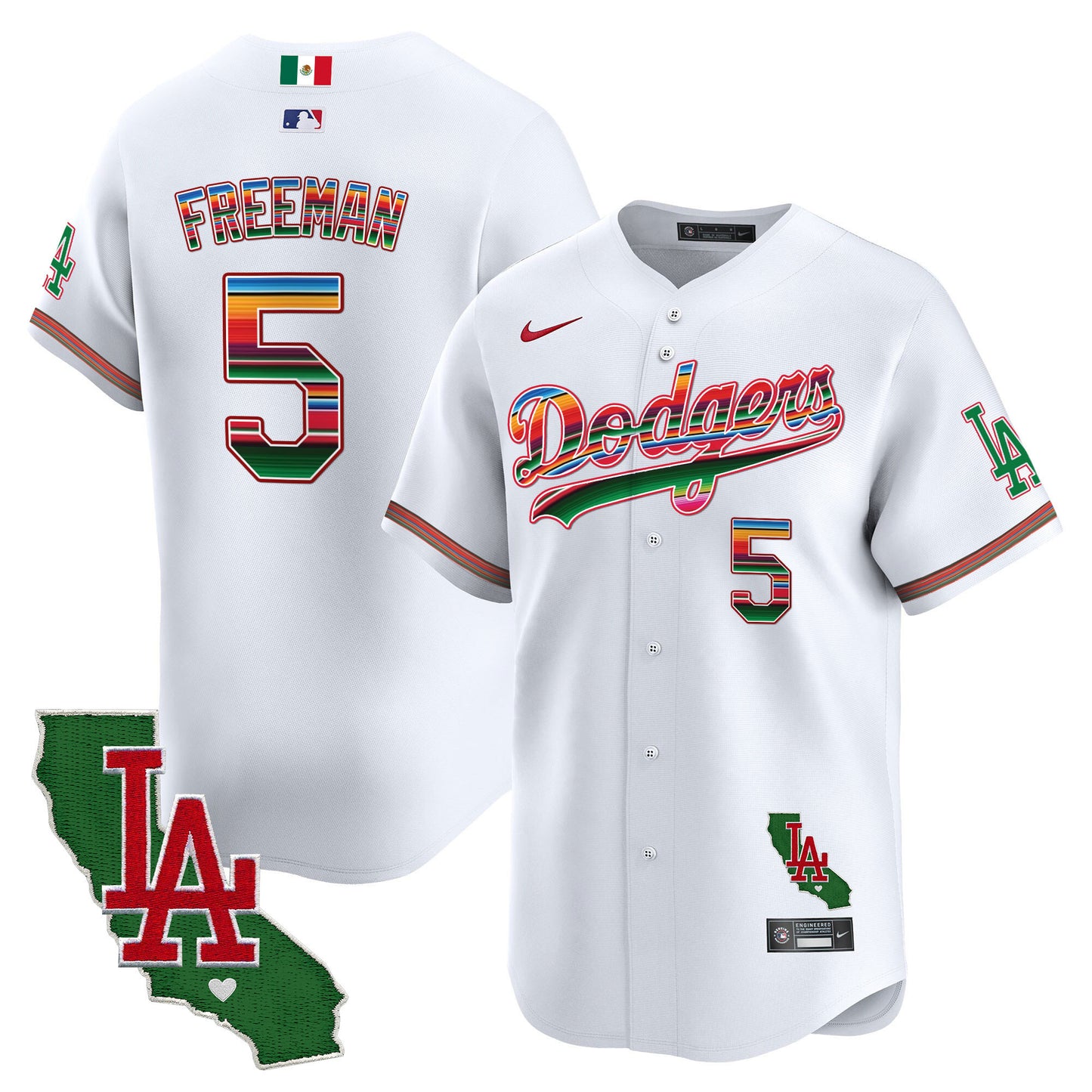 Men's Dodgers Mexico California Patch Vapor Premier Limited Jersey V2 - All Stitched