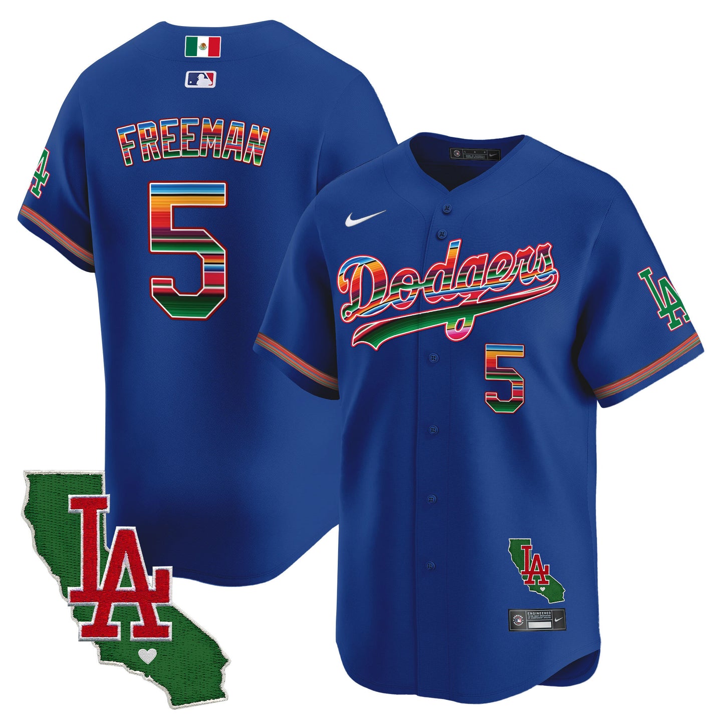Men's Dodgers Mexico California Patch Vapor Premier Limited Jersey V2 - All Stitched