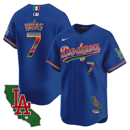 Men's Dodgers Mexico California Patch Vapor Premier Limited Jersey V2 - All Stitched