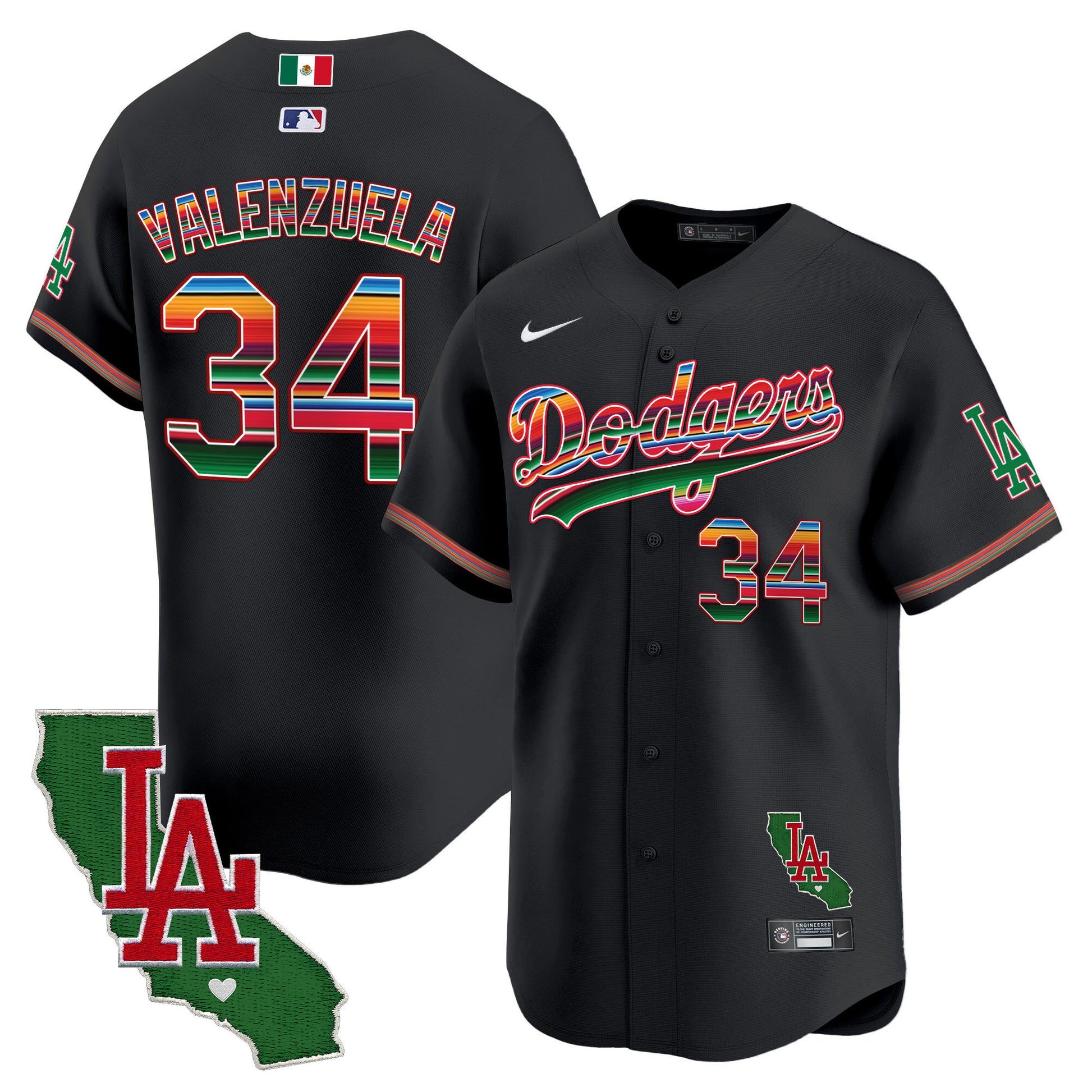 Men's Dodgers Mexico California Patch Vapor Premier Limited Jersey V2 - All Stitched