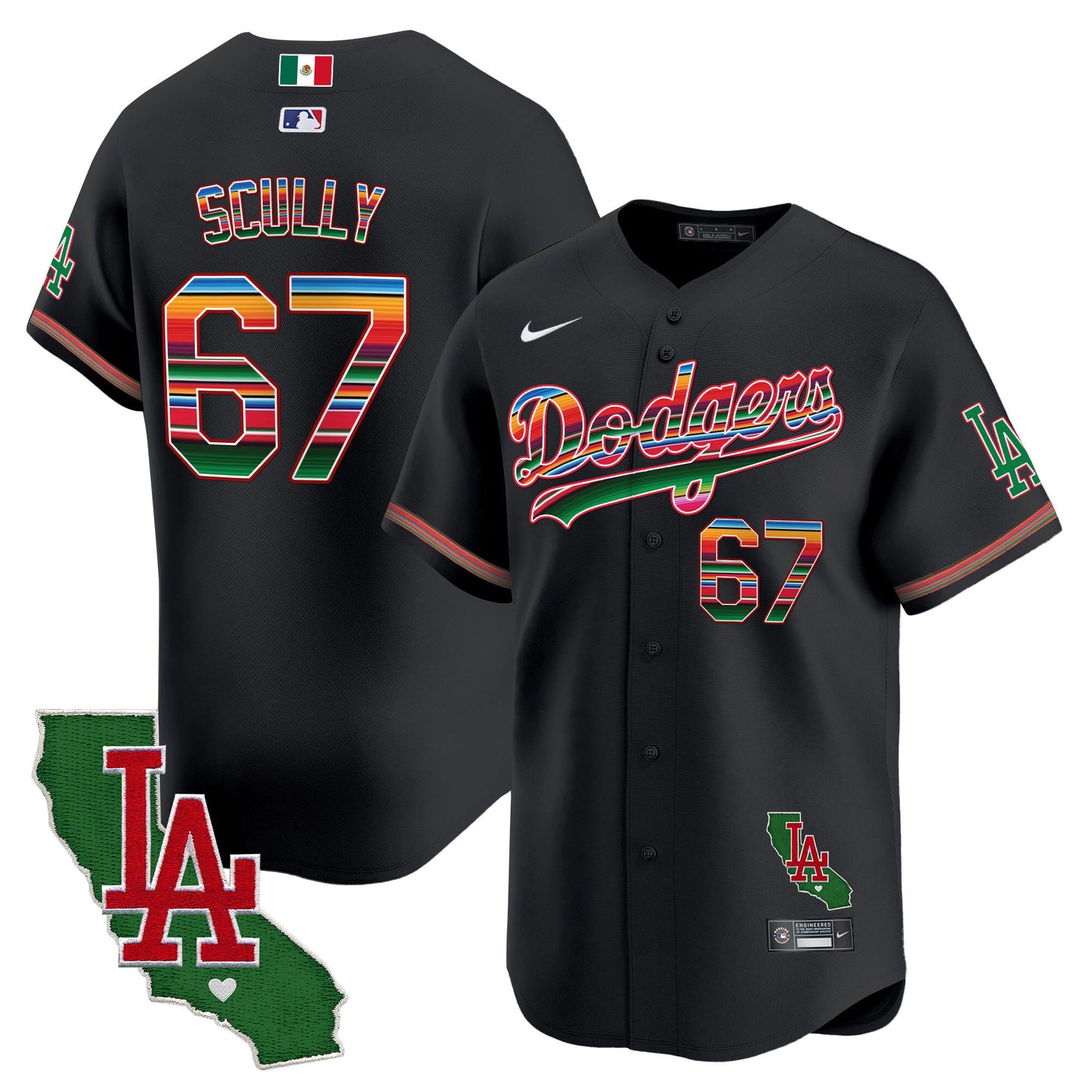 Men's Dodgers Mexico California Patch Vapor Premier Limited Jersey V2 - All Stitched