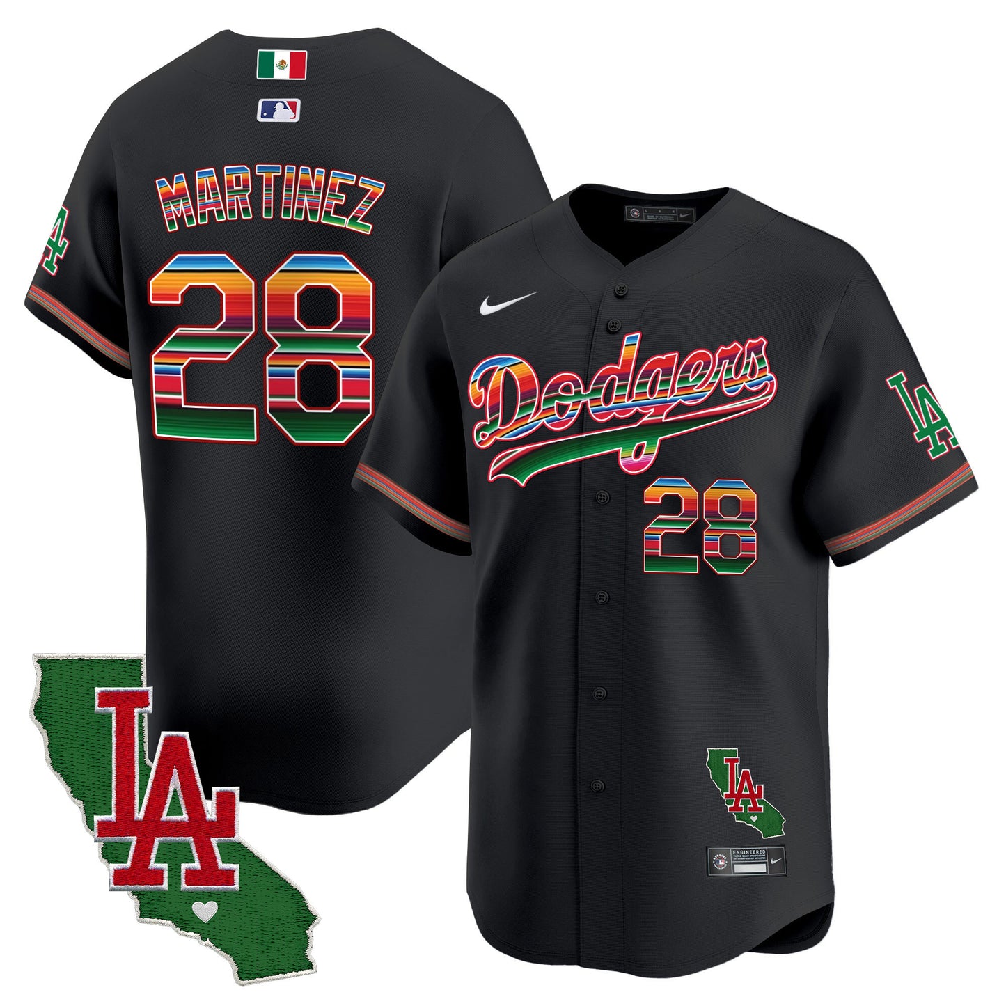 Men's Dodgers Mexico California Patch Vapor Premier Limited Jersey V2 - All Stitched