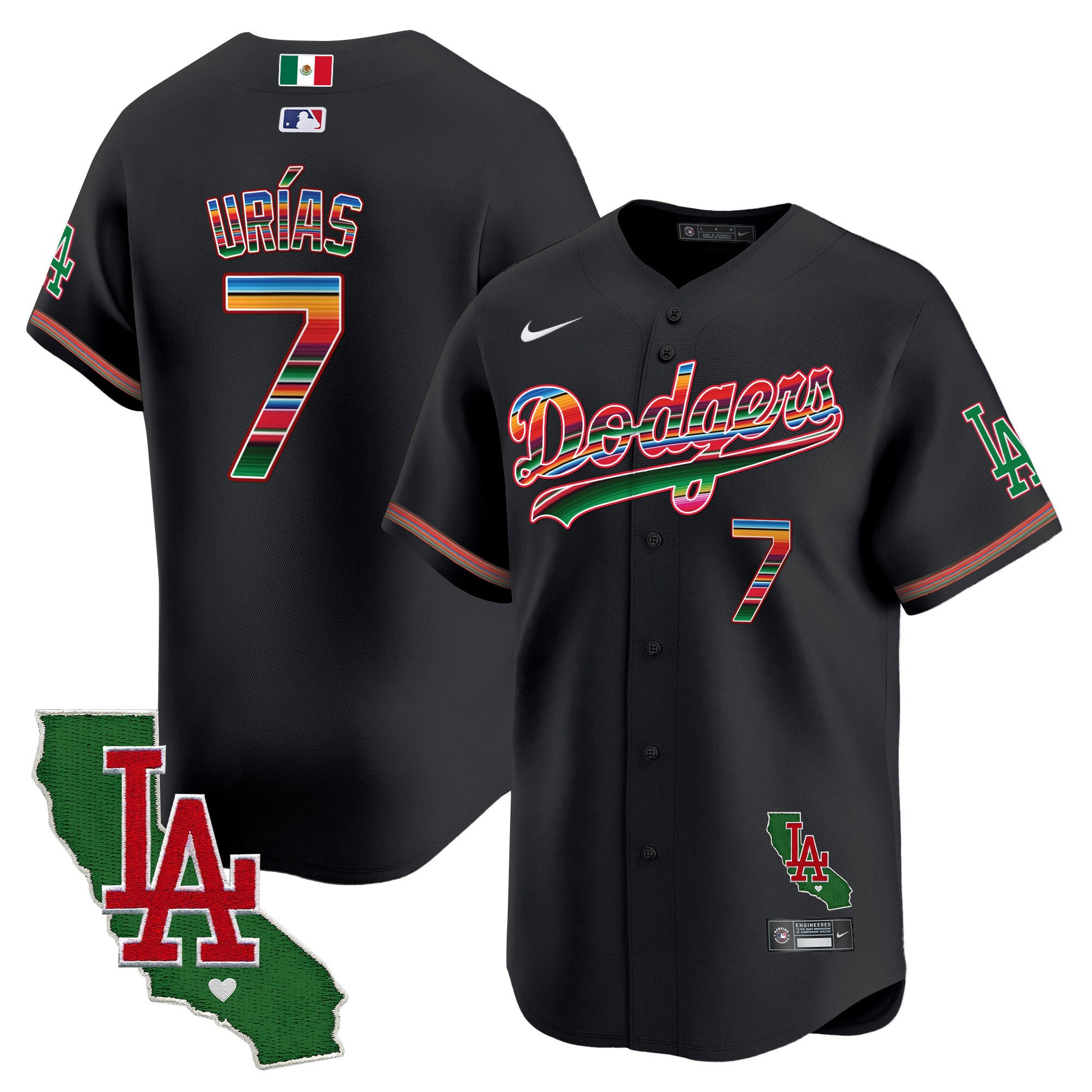 Men's Dodgers Mexico California Patch Vapor Premier Limited Jersey V2 - All Stitched
