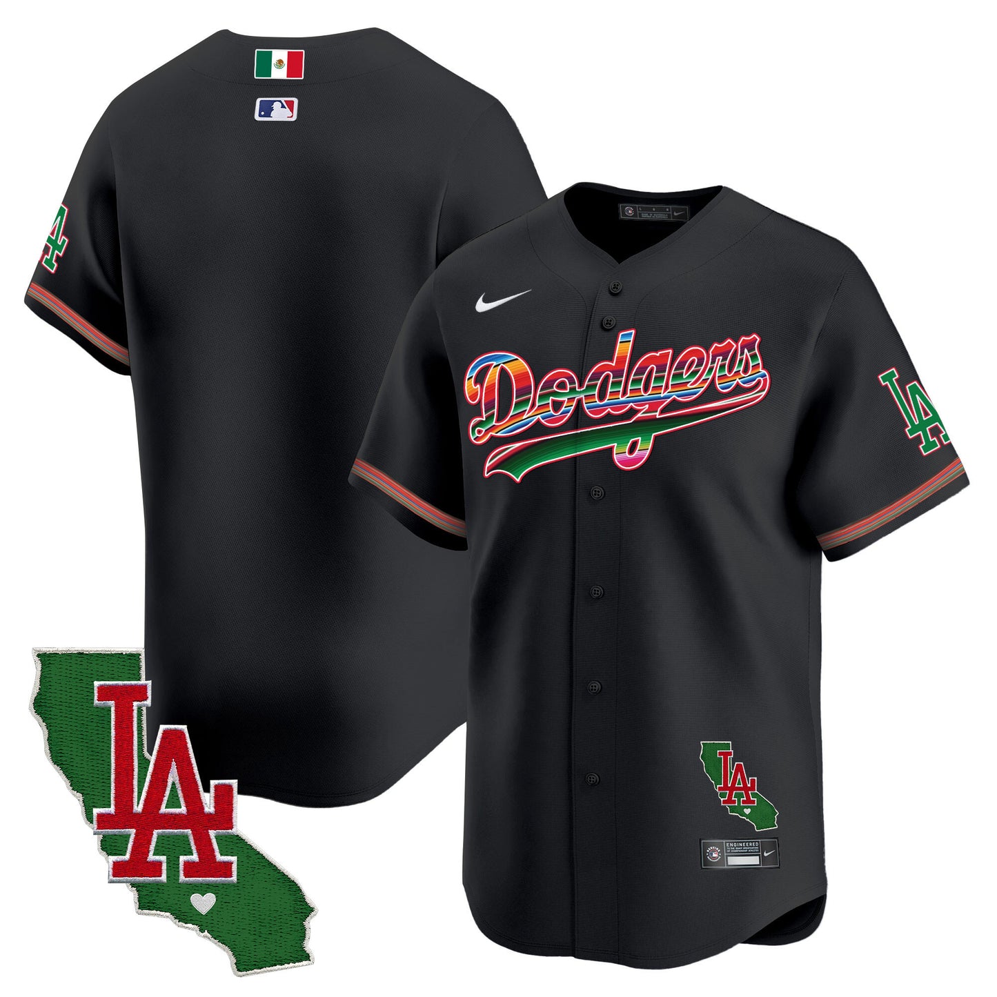 Men's Dodgers Mexico California Patch Vapor Premier Limited Jersey V2 - All Stitched