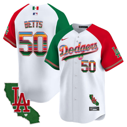 Men's Dodgers Mexico California Patch Vapor Premier Limited Jersey V2 - All Stitched