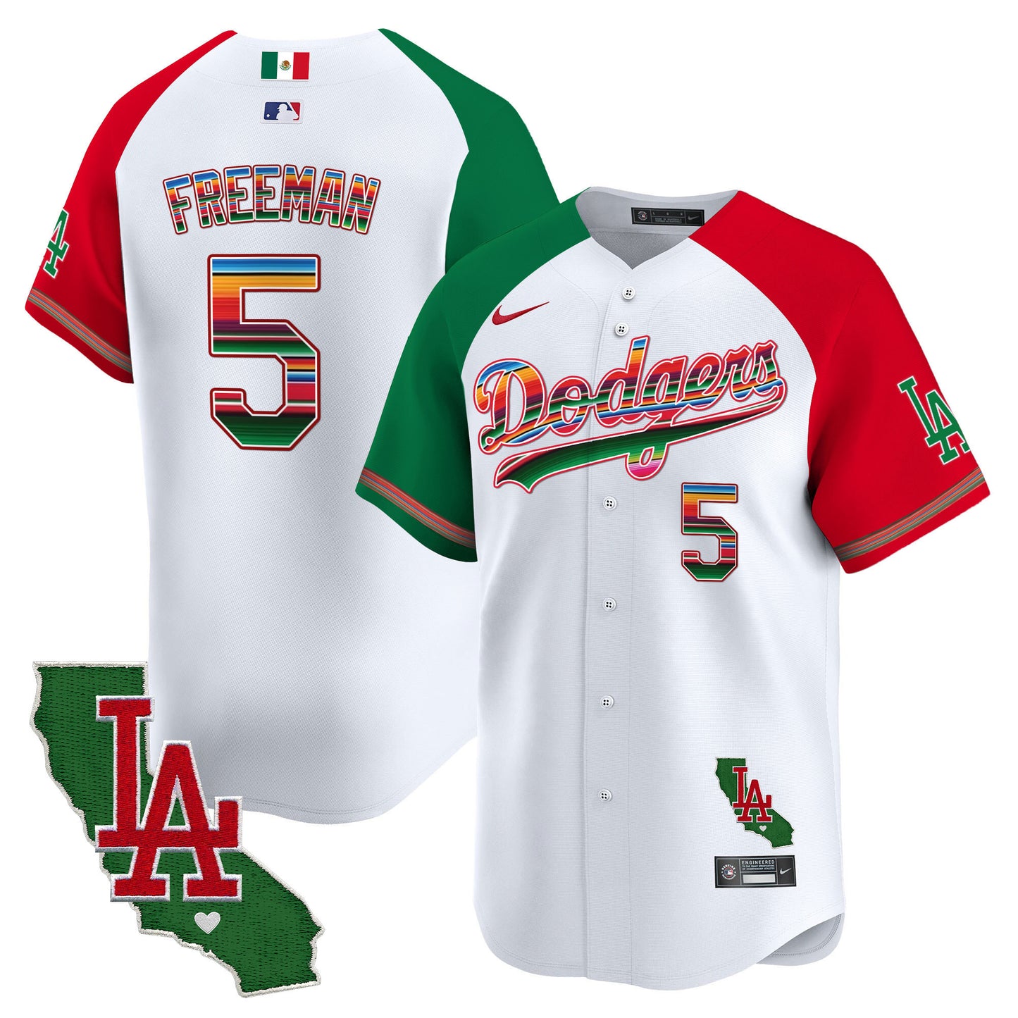 Men's Dodgers Mexico California Patch Vapor Premier Limited Jersey V2 - All Stitched