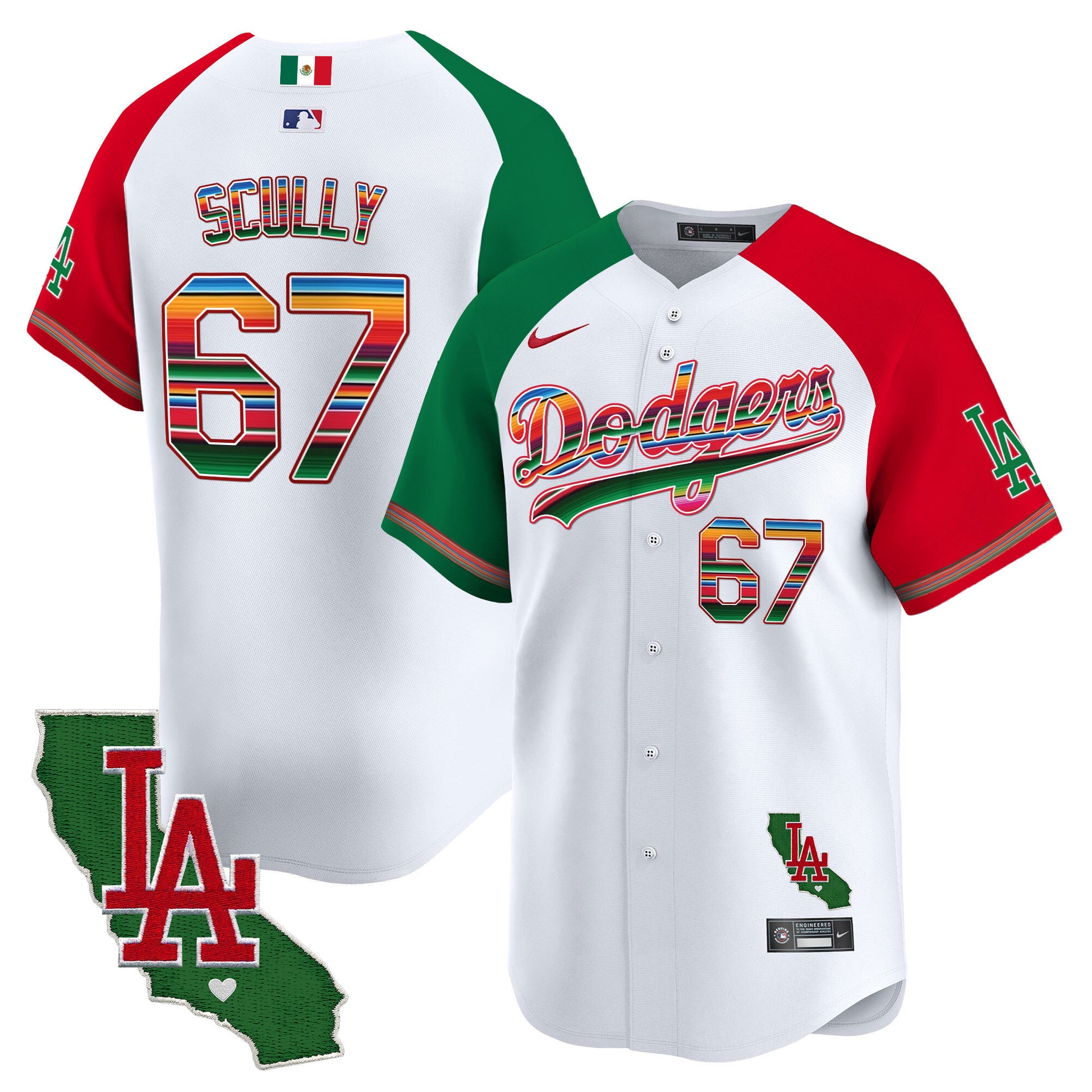 Men's Dodgers Mexico California Patch Vapor Premier Limited Jersey V2 - All Stitched