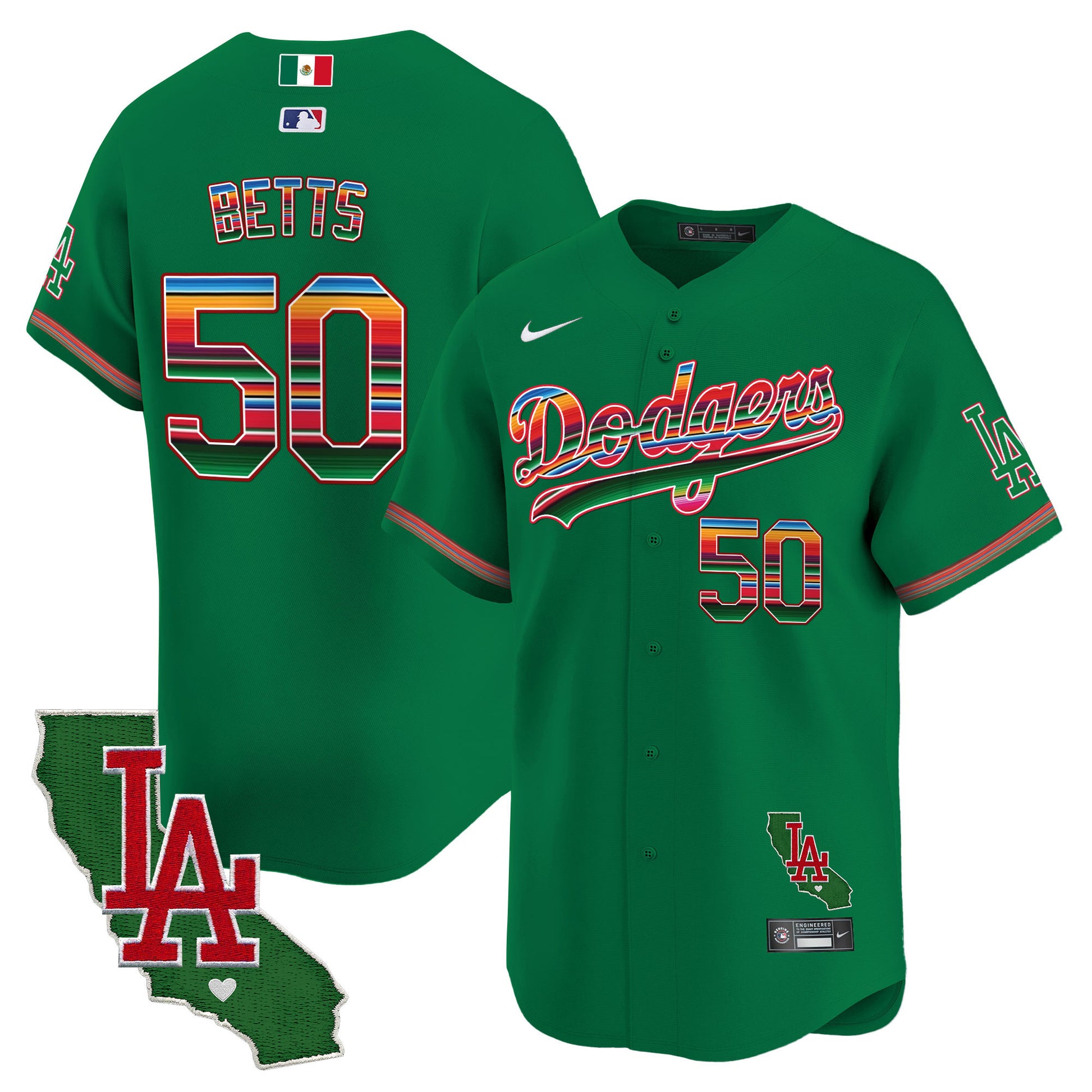 Men's Dodgers Mexico California Patch Vapor Premier Limited Jersey V2 - All Stitched