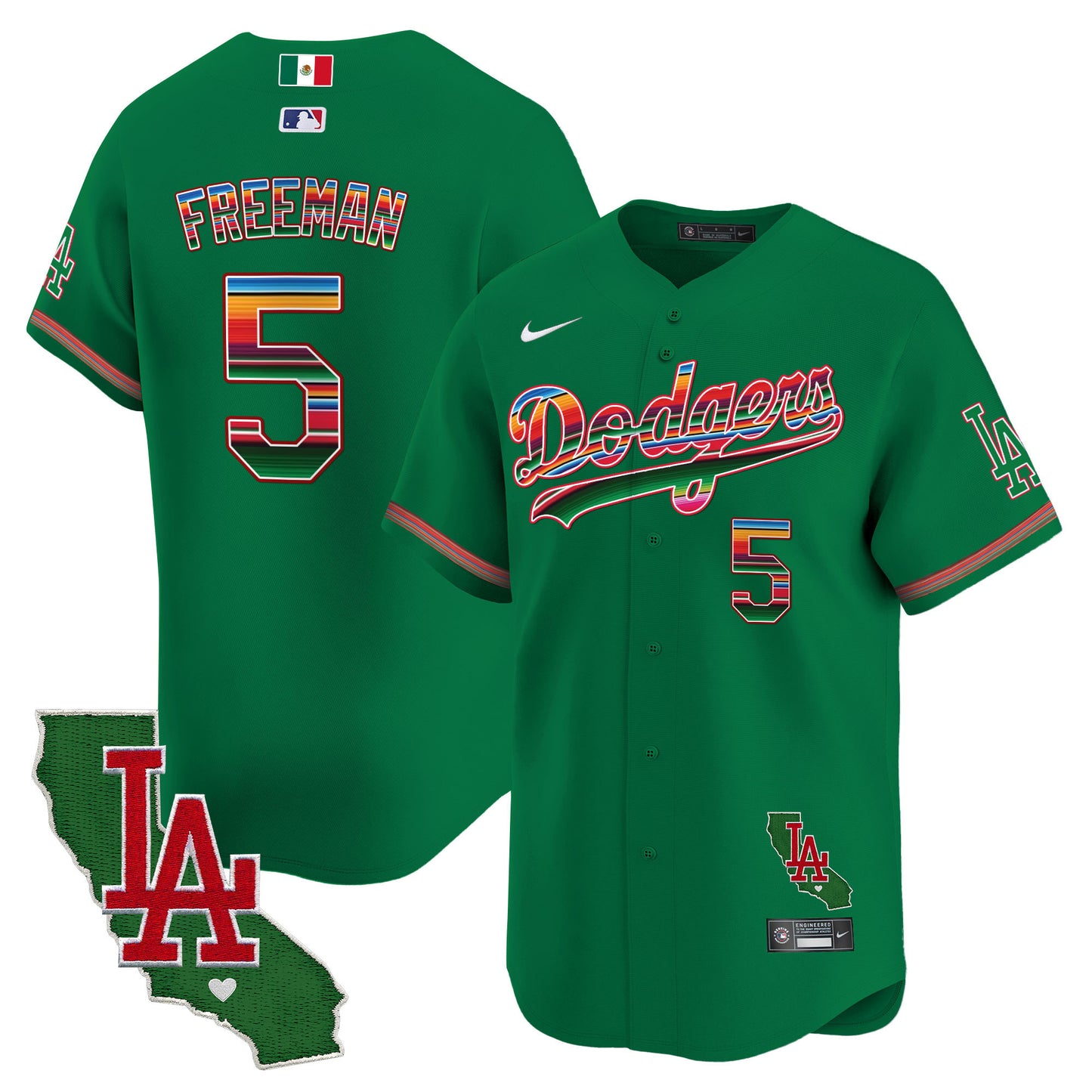 Men's Dodgers Mexico California Patch Vapor Premier Limited Jersey V2 - All Stitched