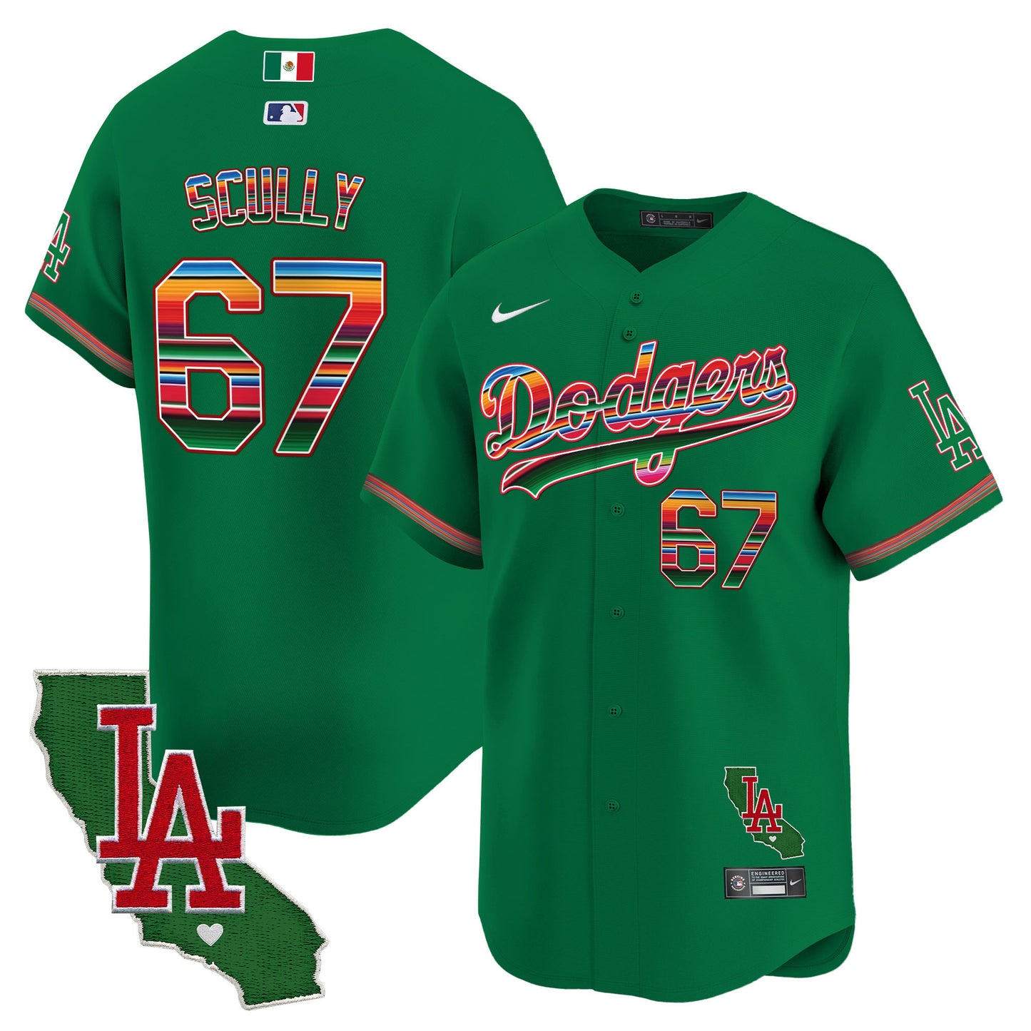 Men's Dodgers Mexico California Patch Vapor Premier Limited Jersey V2 - All Stitched