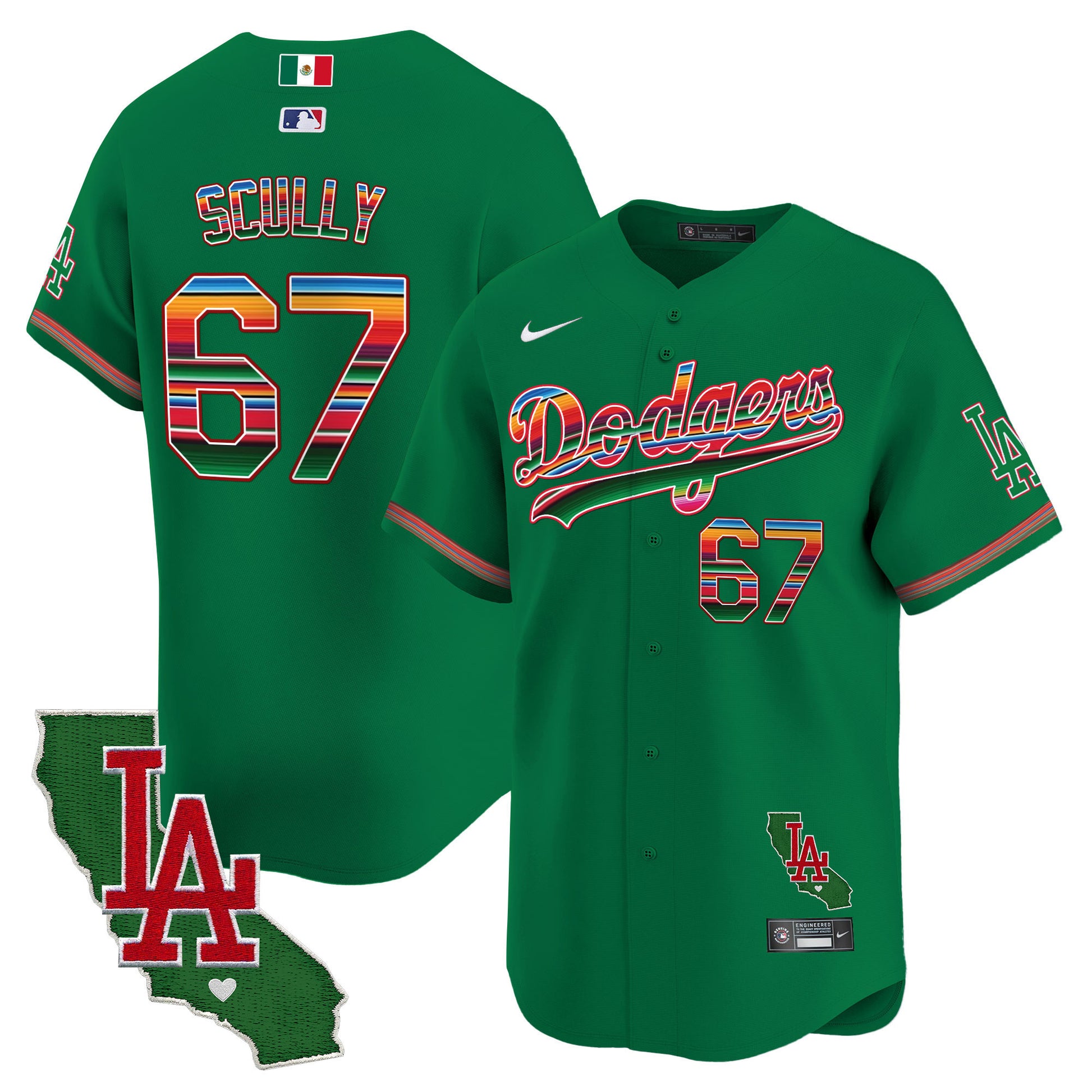 Men's Dodgers Mexico California Patch Vapor Premier Limited Jersey V2 - All Stitched
