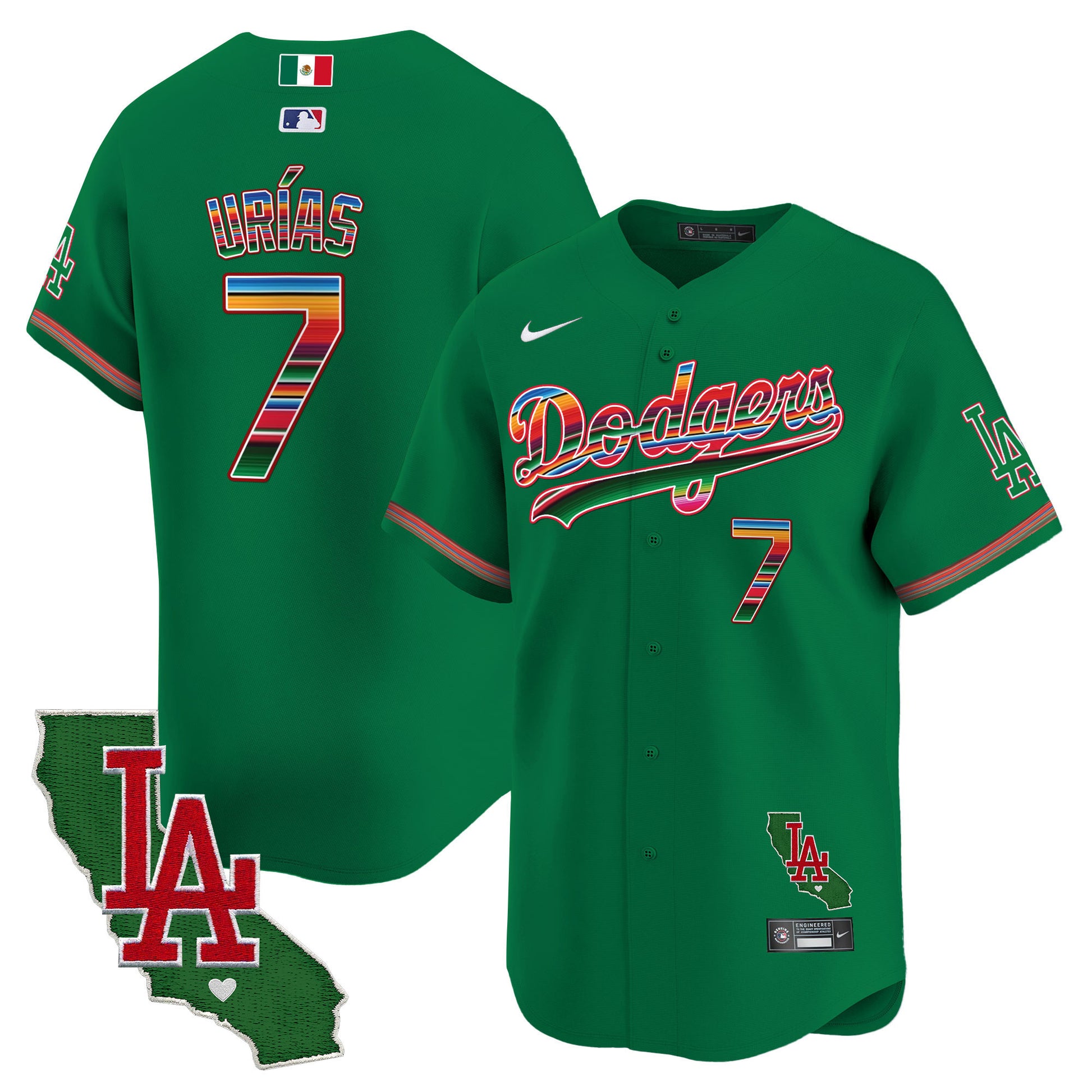 Men's Dodgers Mexico California Patch Vapor Premier Limited Jersey V2 - All Stitched