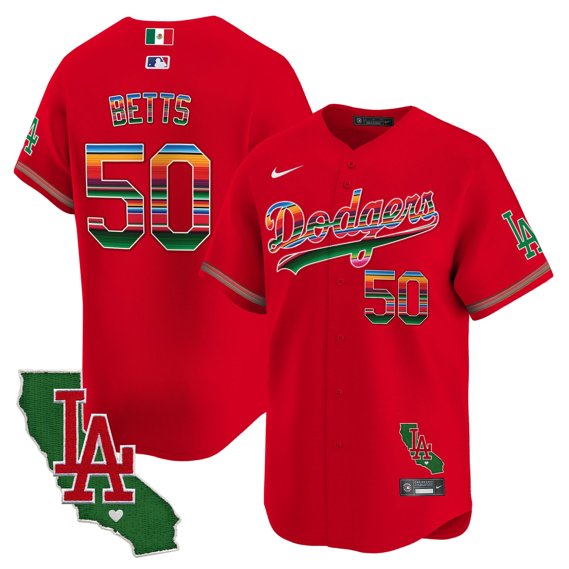 Men's Dodgers Mexico California Patch Vapor Premier Limited Jersey V2 - All Stitched