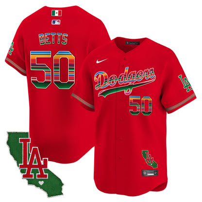 Men's Dodgers Mexico California Patch Vapor Premier Limited Jersey V2 - All Stitched