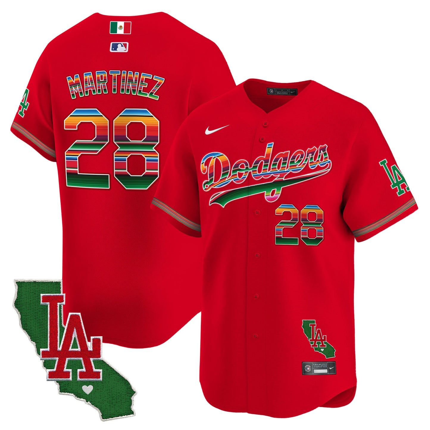Men's Dodgers Mexico California Patch Vapor Premier Limited Jersey V2 - All Stitched