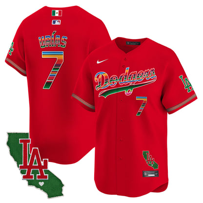 Men's Dodgers Mexico California Patch Vapor Premier Limited Jersey V2 - All Stitched