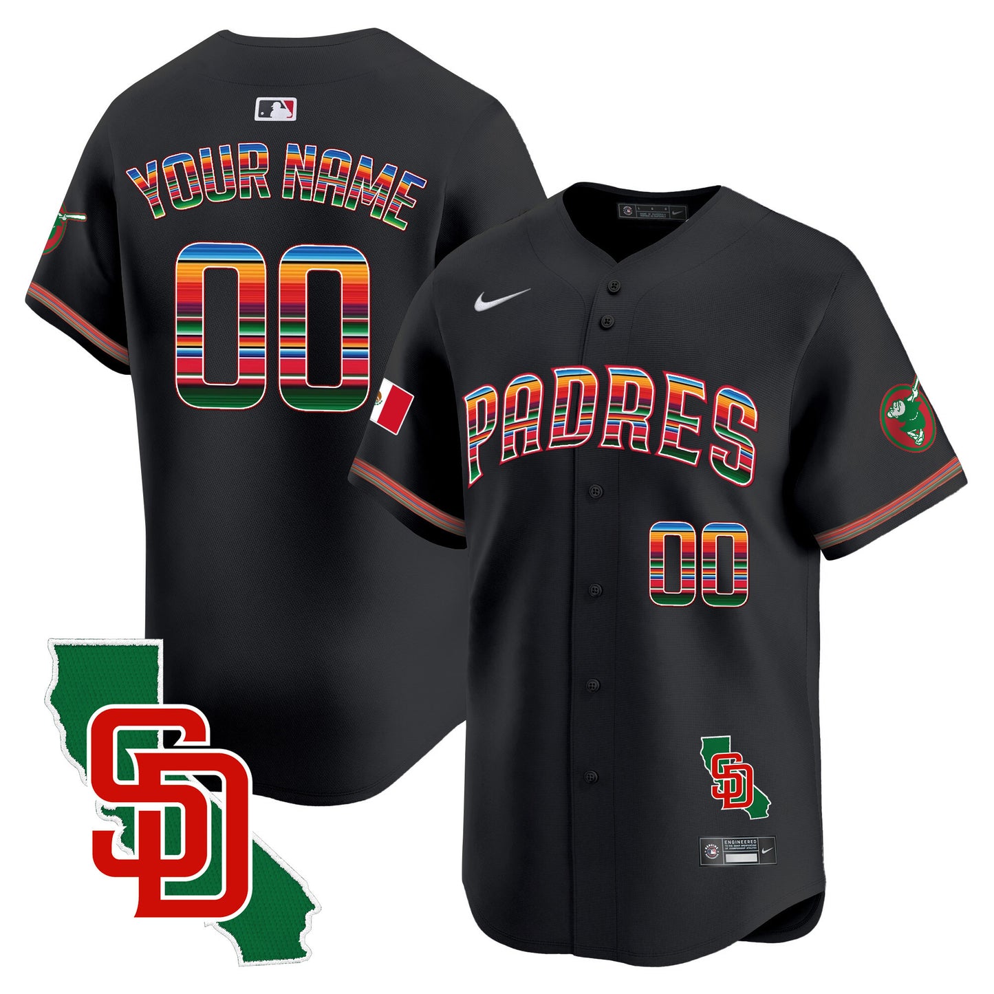 Padres Mexico California Patch Vapor Premier Limited Custom Jersey – All Stitched