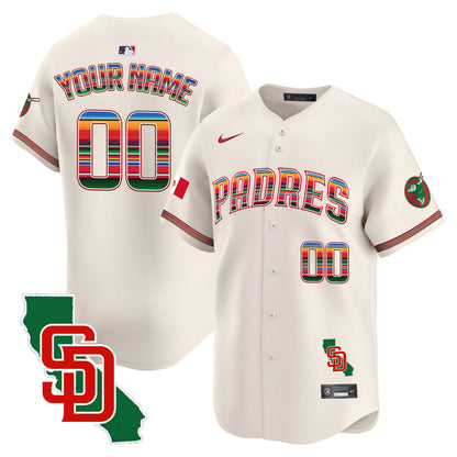 Padres Mexico California Patch Vapor Premier Limited Custom Jersey – All Stitched