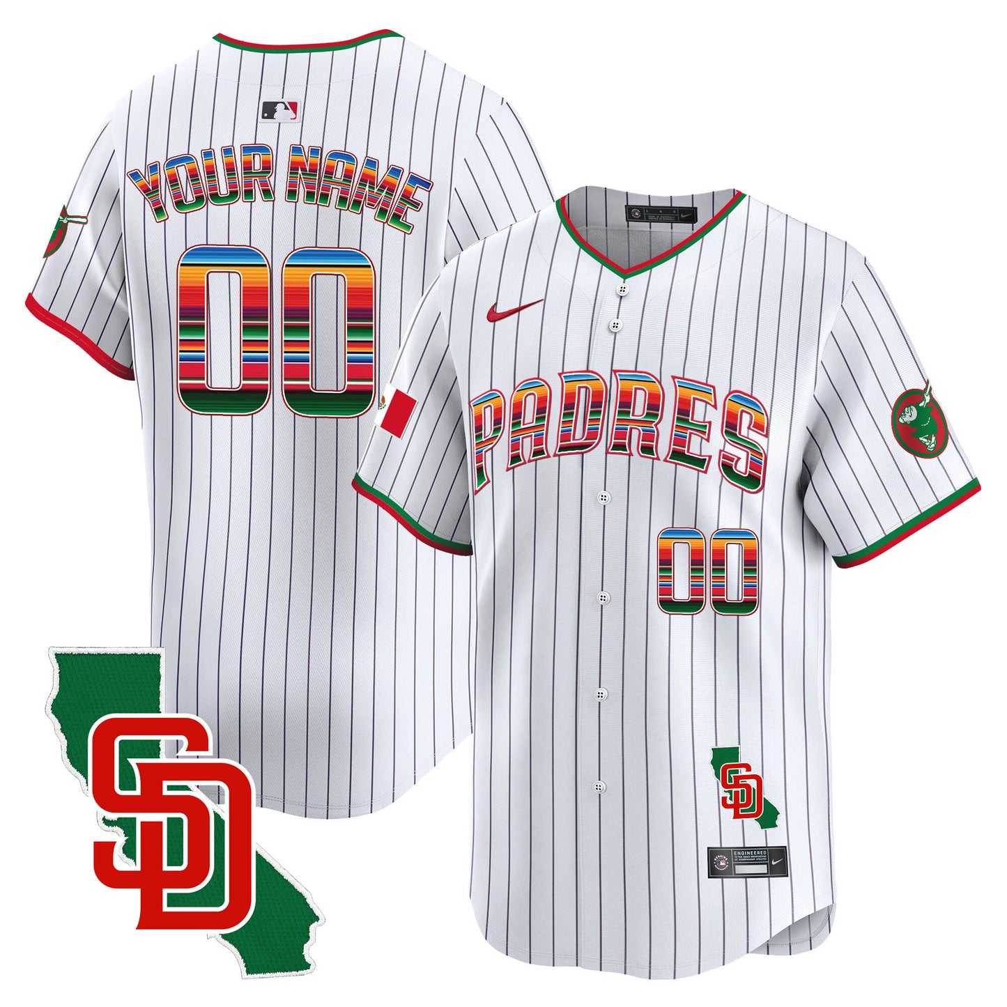 Padres Mexico California Patch Vapor Premier Limited Custom Jersey – All Stitched