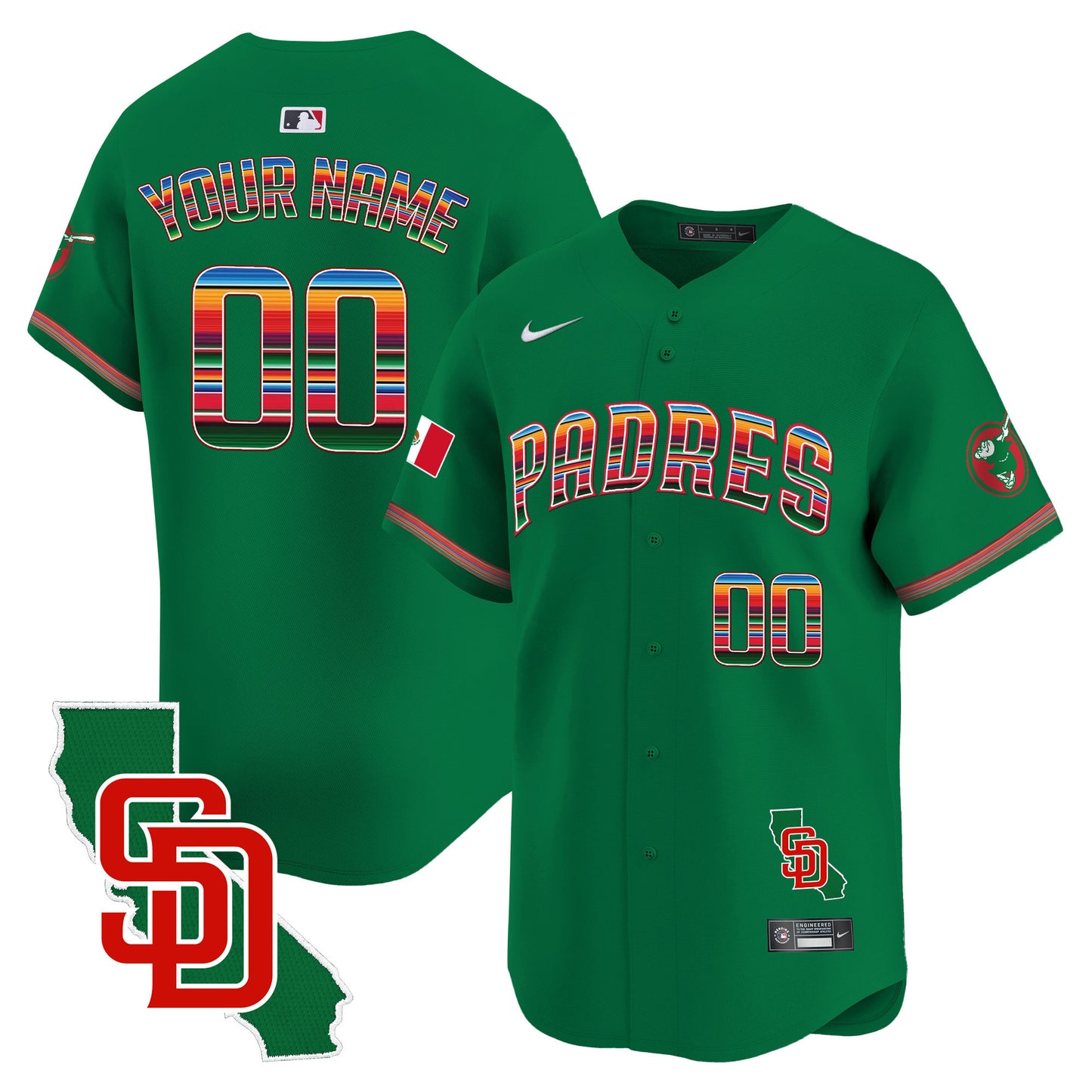 Padres Mexico California Patch Vapor Premier Limited Custom Jersey – All Stitched