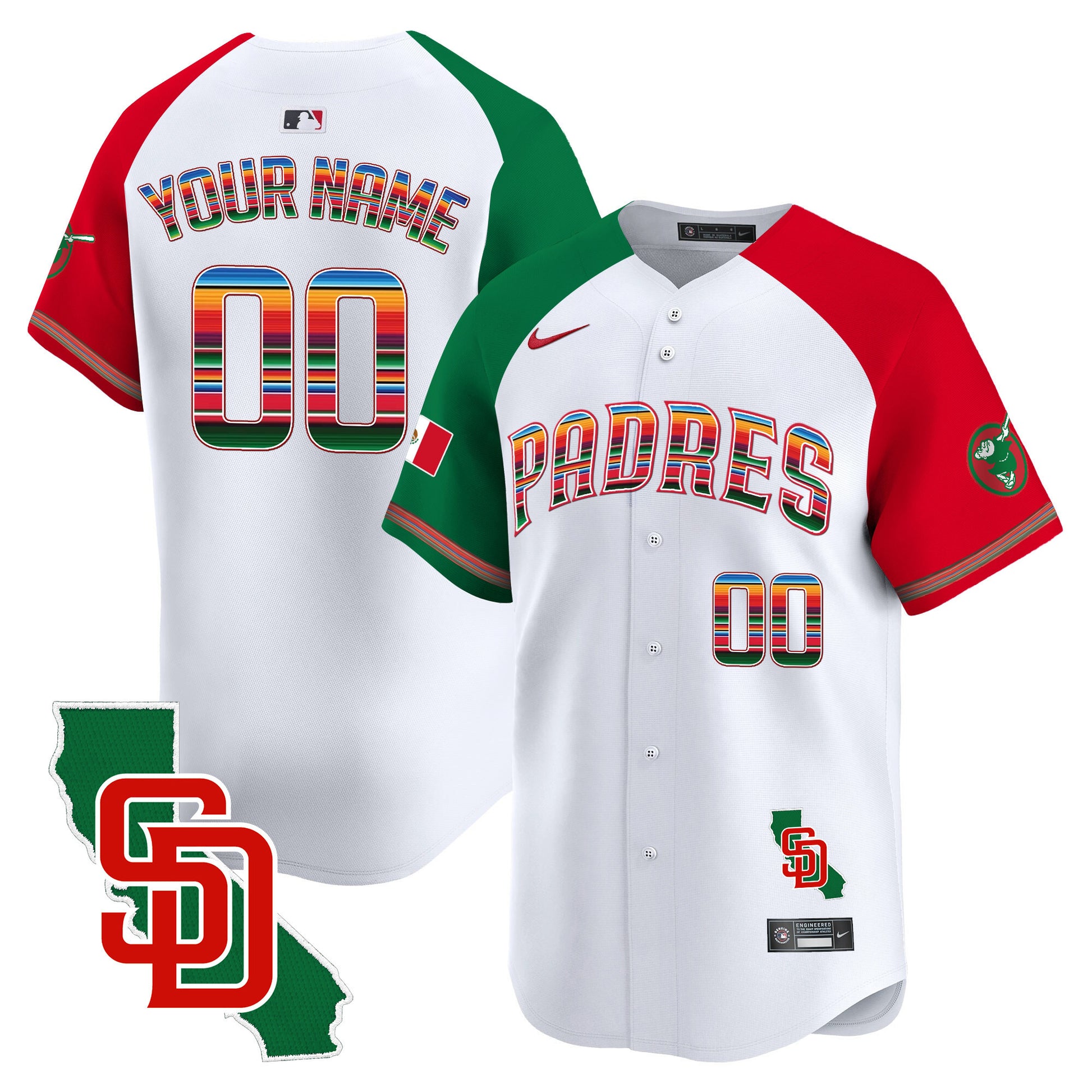 Padres Mexico California Patch Vapor Premier Limited Custom Jersey – All Stitched
