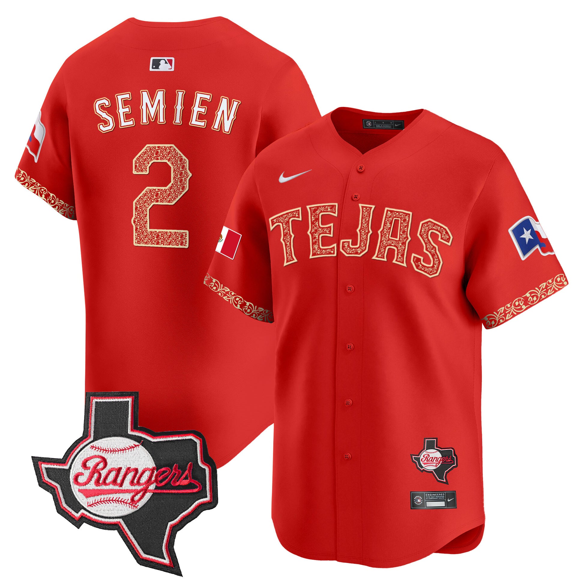Men's Texas Rangers Mexico Texas Patch Vapor Premier Limited Jersey - All Stitched