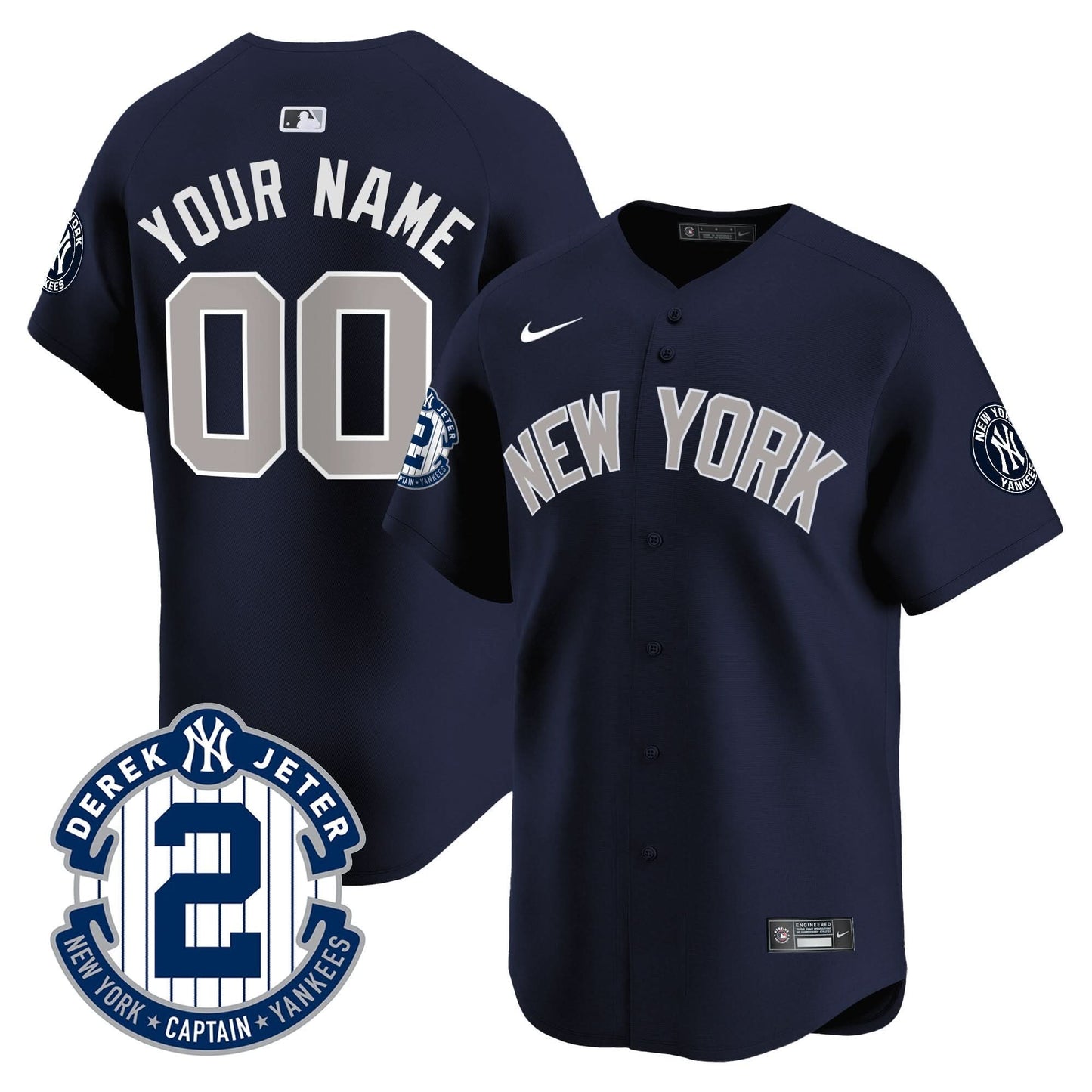 NYY Derek Jeter Patch Vapor Premier Limited Custom Jersey - All Stitched