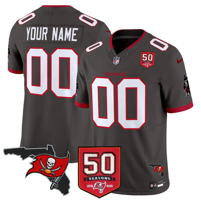 Tampa Bay Buccaneers 50th Season Patch Vapor Limited Custom Jersey - All Stitched