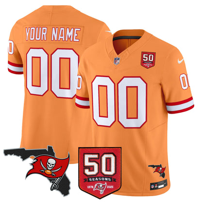 Tampa Bay Buccaneers 50th Season Patch Vapor Limited Custom Jersey - All Stitched