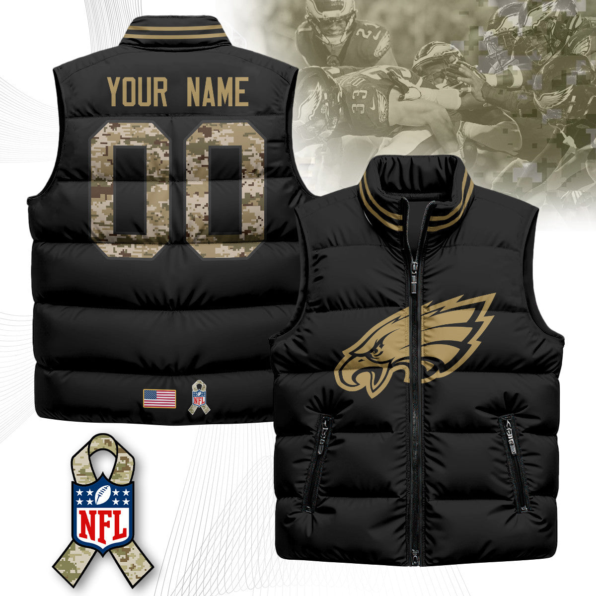 Philadelphia Eagles Salute To Service Puffer Vest