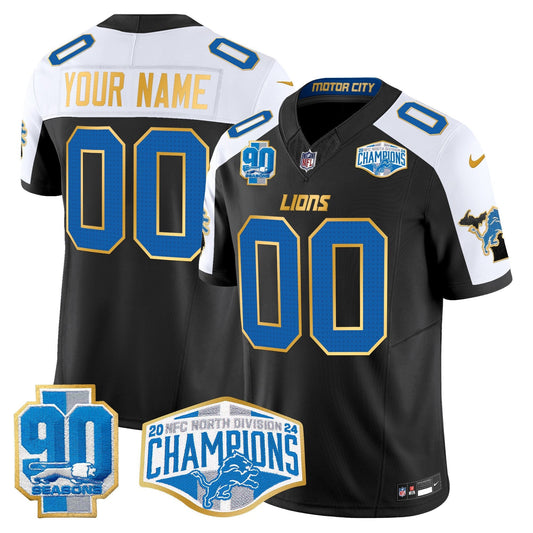 DET 2024 NFC North Division Champions Patch Gold Trim Vapor Limited Custom Jersey - All Stitched