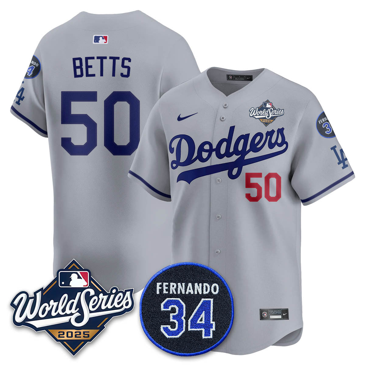 Los Angeles Dodgers 2025 National League Champions Jersey - All Stitched