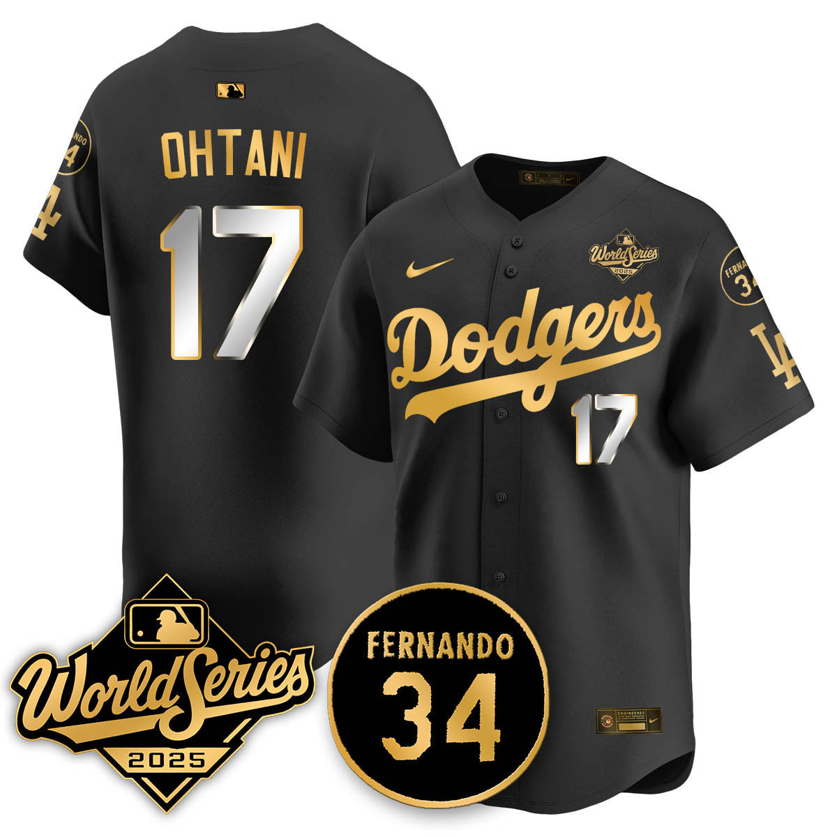 Los Angeles Dodgers 2025 National League Champions Jersey - All Stitched