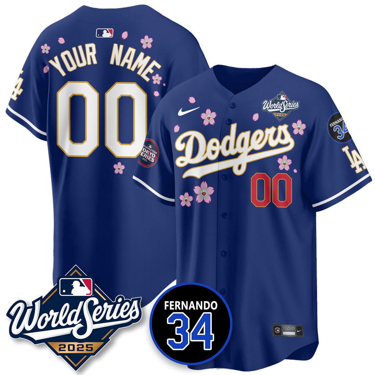 Los Angeles Dodgers Tokyo Series 2025 NL Champions Custom Jersey - All Stitched