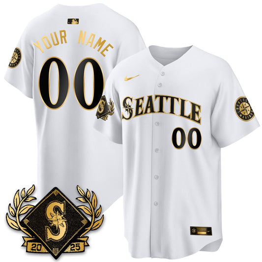 Custom Seattle Mariners 2025 Series Gold Jersey - All Stitched