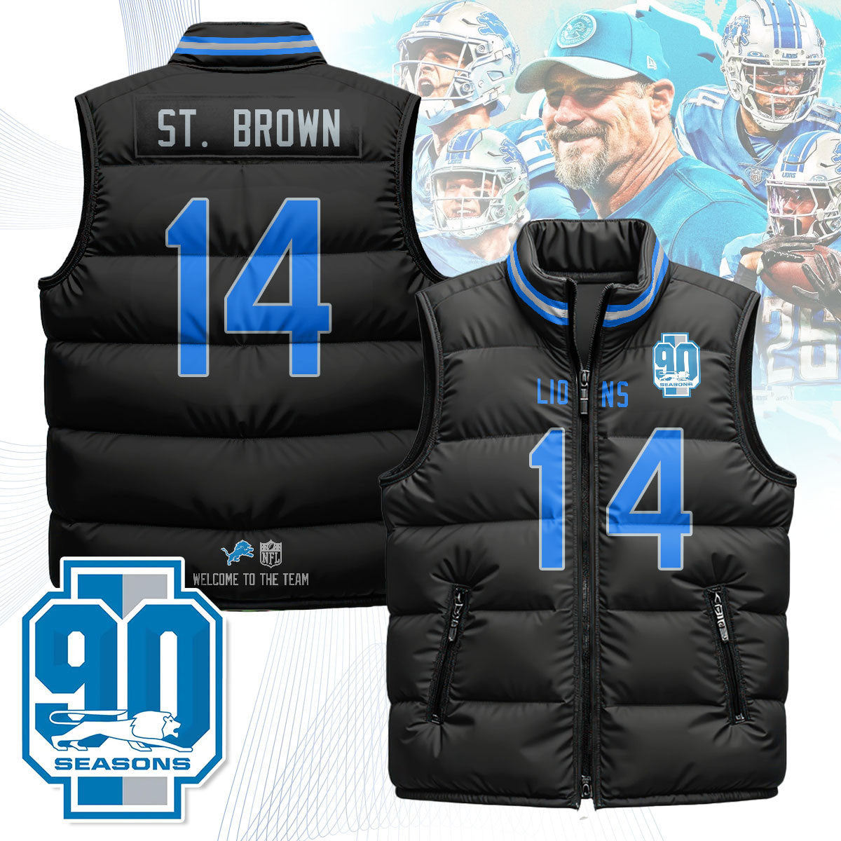 Detroit Lions Unisex Puffer Vest