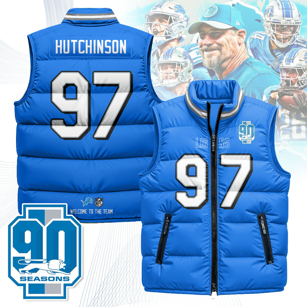 Detroit Lions Unisex Puffer Vest