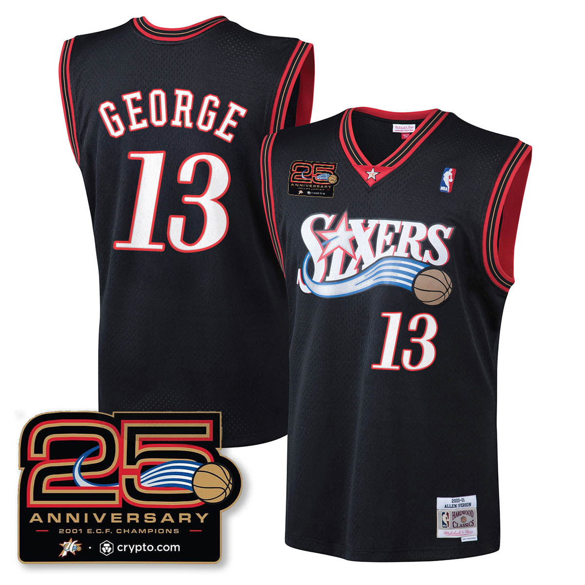 Philadelphia 76ers Throwbacks Celebrating 00-01 Jersey - 25th Anniversary - All Stitched