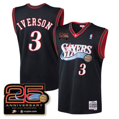 Philadelphia 76ers Throwbacks Celebrating 00-01 Jersey - 25th Anniversary - All Stitched